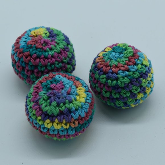 Three Handcrafted Catnip filled crocheted balls - Picture 4 of 4